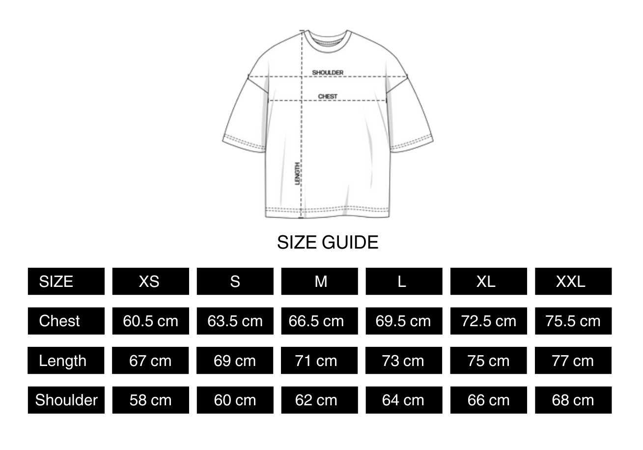 MIMOCI NATURE DESIGN T-SHIRT Size Chart